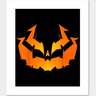 Scary Halloween Pumpkin Face Posters and Art